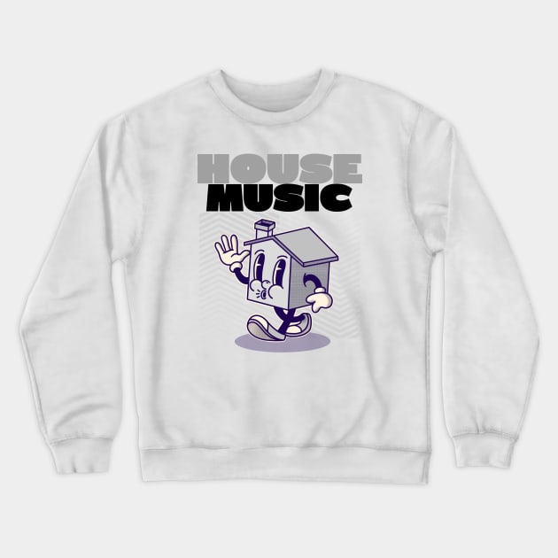 HOUSE MUSIC  - Character (Grey/black) Crewneck Sweatshirt by DISCOTHREADZ 